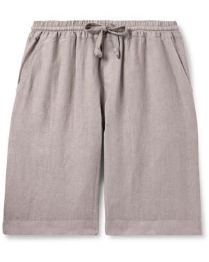 Fedeli Vico Straight-Leg Linen Drawstring Shorts - Gray
