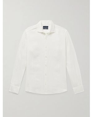 Thom Sweeney Slim-fit Cutaway-collar Linen Shirt - White