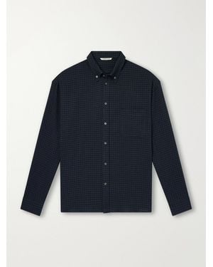 A Kind Of Guise Banita Button-Down Collar Checked Organic Cotton-Seersucker Shirt - Blue