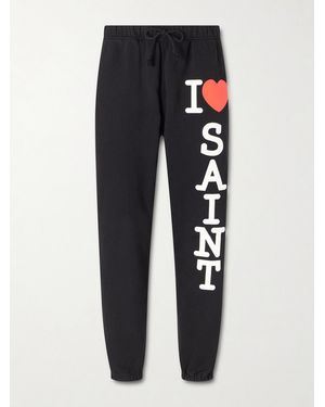 SAINT Mxxxxxx I Love Saint Tapered Printed Cotton-jersey Joggers - Blue
