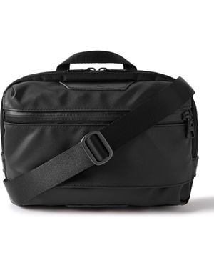 master-piece Progress Leather-Trimmed Coated Nylon-Twill Messenger Bag - Black