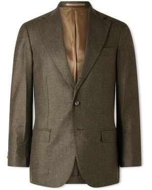 J. Mueser Waverly Prince Of Wales Checked Wool Suit Jacket - Green