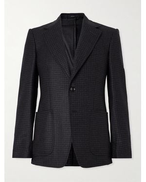 Tom Ford Houndstooth Wool Blazer - Black