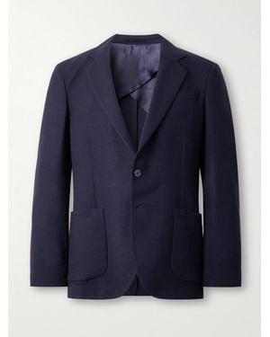 Orlebar Brown Garret Unstructured Virgin Wool-piqué Blazer - Blue