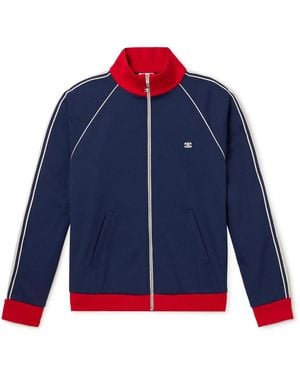 Celine Webbing-Trimmed Logo-Embroidered Jersey Track Jacket - Blue