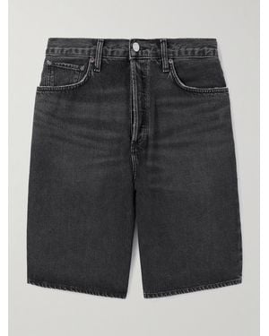 Agolde Skater Wide-leg Distressed Denim Shorts - Black