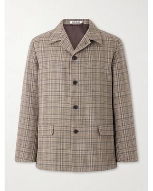 AURALEE Checked Silk And Linen-Blend Tweed Jacket - Natural