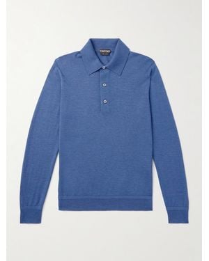 Tom Ford Cashmere And Silk-Blend Polo Shirt - Blue