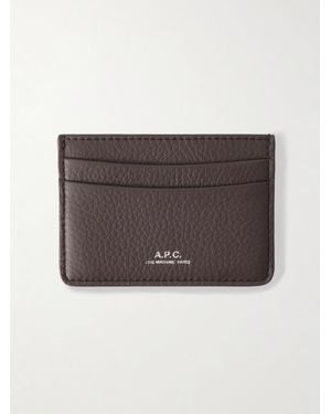 A.P.C. Logo-Print Full-Grain Leather Cardholder - Brown