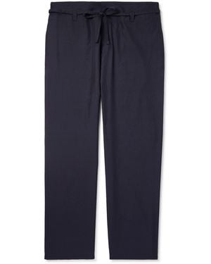 Kaptain Sunshine Traveler Easy Cotton And Silk-blend Drawstring Pants - Blue