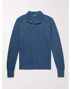 Sid Mashburn Cotton Half-Zip Jumper - Blue