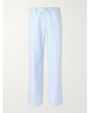 Dries Van Noten Straight-Leg Striped Cotton-Poplin Drawstring Trousers - Blue
