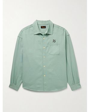 Visvim Palmer Convertible-Collar Embroidered Cotton-Twill Shirt - Green
