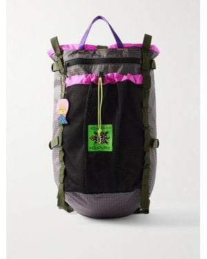Brain Dead Equipment Logo-Appliquéd Webbing And Mesh-Trimmed Ripstop Backpack - Grey