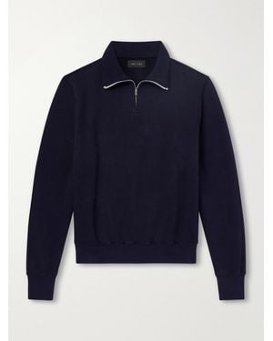 Les Tien Yacht Heavyweight Cotton-Jersey Half-Zip Sweatshirt - Blue