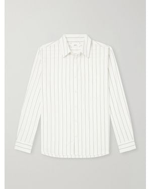 MR P. Striped Cotton And Silk-Blend Shirt - White