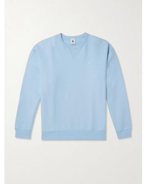 Nike Solo Swoosh Oversized Logo-Embroidered Cotton-Blend Jersey Sweatshirt - Blue