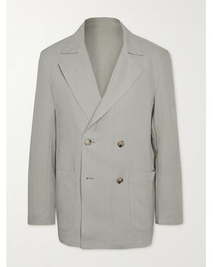 STÒFFA Unstructured Double-breasted Linen-canvas Suit Jacket - Grey