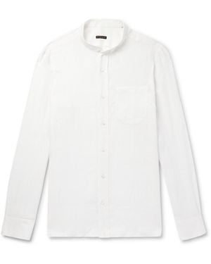 Rubinacci Guru Grandad-Collar Linen Shirt - White