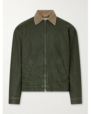 Aimé Leon Dore Corduroy-Trimmed Denim Jacket - Green