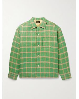 Visvim Keesey Checked Linen And Wool-Blend Down Jacket - Green