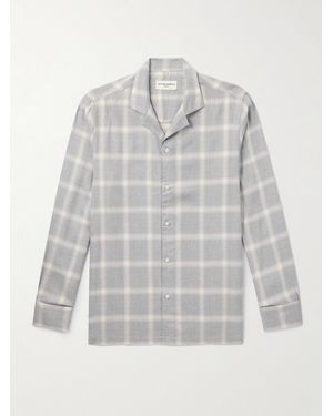 Officine Generale Eren Camp-Collar Checked Ramie Shirt - Grey