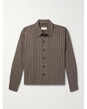 mfpen Checked Cotton And Linen-Blend Shirt - Brown