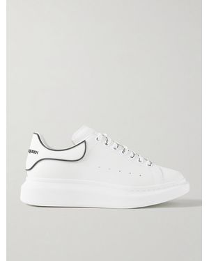 McQueen Exaggerated-Sole Leather Sneakers - White