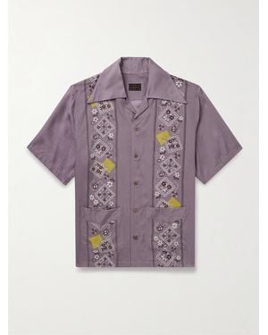 Kapital Peckish Rainbowy Wrangle Camp-Collar Printed Voile Shirt - Purple