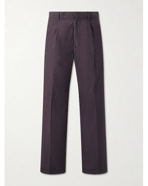 AURALEE Drawstring Cotton Straight-Leg Pants - Blue