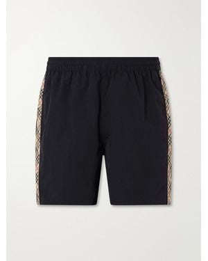 Burberry Straight-Leg Striped Jacquard-Trimmed Shell Shorts - Blue