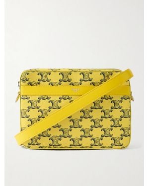 Celine Small Triomphe Printed Leather-Trimmed Canvas Messenger Bag - Giallo
