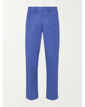 Tom Ford Straight-Leg Cotton-Twill Trousers - Blue