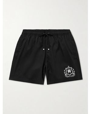 Amiri Straight-Leg Mid-Length Logo-Print Swim Shorts - Black