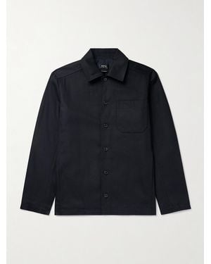 A.P.C. Jeffray Cotton And Wool-Blend Twill Overshirt - Blue
