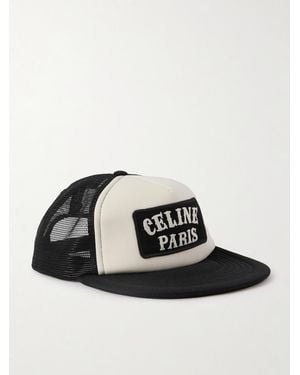 Celine Logo-appliquéd Cotton-canvas And Mesh Trucker Cap - Black