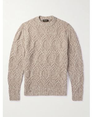 Loro Piana Pullover aus einer melierten Woll-Kaschmirmischung in Zopfstrick - Natur