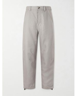 Brunello Cucinelli Straight-Leg Herringbone Linen Trousers - Grey