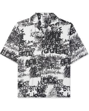 Acne Studios Sowen Oversized Camp-collar Logo-print Twill Shirt - White