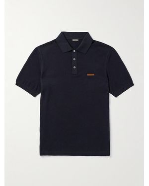 ZEGNA Slim-Fit Cotton-Piqué Polo Shirt - Blue