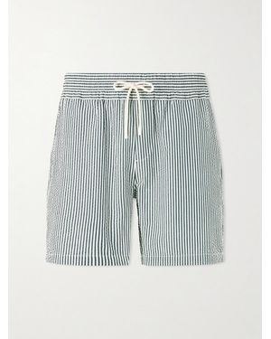 Portuguese Flannel Atlantico Straight-Leg Striped Cotton-Seersucker Shorts - Blue