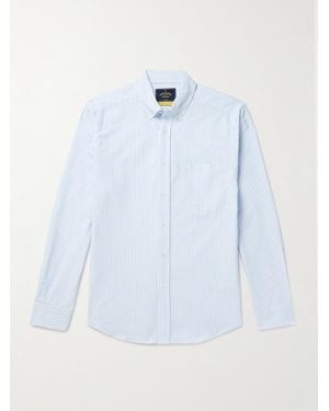 Portuguese Flannel Belavista Button-Down Collar Striped Cotton Oxford Shirt - Blue