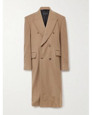 Balenciaga Oversized Double-Breasted Distressed Wool-Felt Coat - Natural