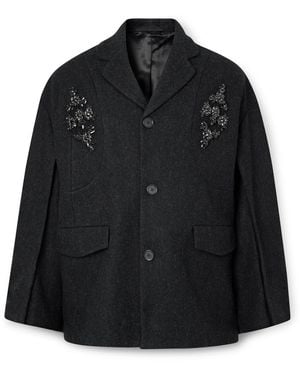 Simone Rocha Crystal-Embellished Boiled Wool-Blend Blazer - Black