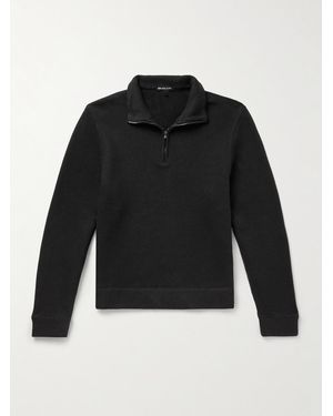 James Perse Cosy Cotton-Blend Jersey Half-Zip Sweatshirt - Black