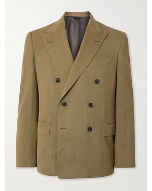 Loro Piana Double-Breasted Virgin Wool-Twill Suit Jacket - Green