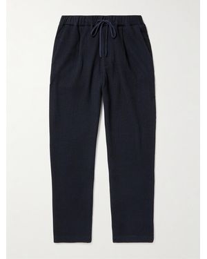 Barena Straight-Leg Ribbed-Knit Drawstring Trousers - Blue