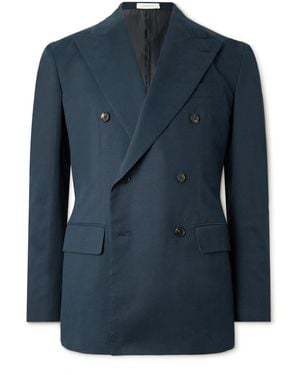 Umit Benan Pietro Double-breasted Cotton-blend Twill Suit Jacket - Blue