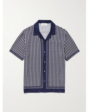 MR P. Camp-Collar Printed Ecovero-Twill Shirt - Blue