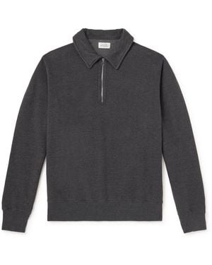 Hartford Cotton-Blend Jersey Half-Zip Sweatshirt - Gray